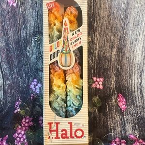 Vintage Set of (2) Halo Color Drip Candles